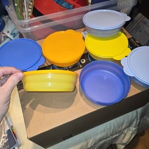 Tupperware Blue and Yellow Food Storage Set